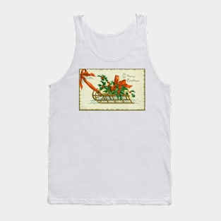 A Merry Christmas. (Sled with holly) by Ellen Clapsaddle Tank Top